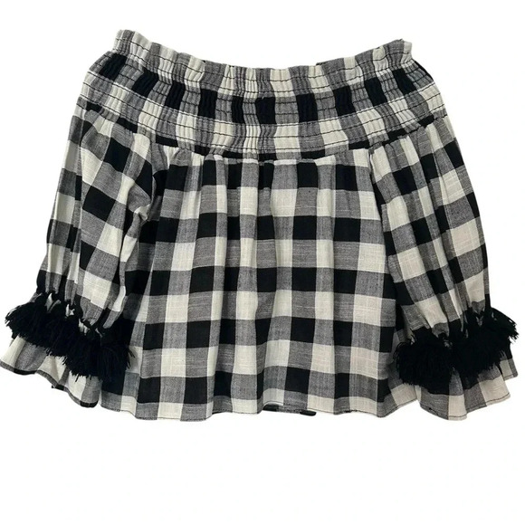 MISA Los Angeles Gingham Tassel Sleeve Off the Shoulder Top Size Small - Picture 5 of 9